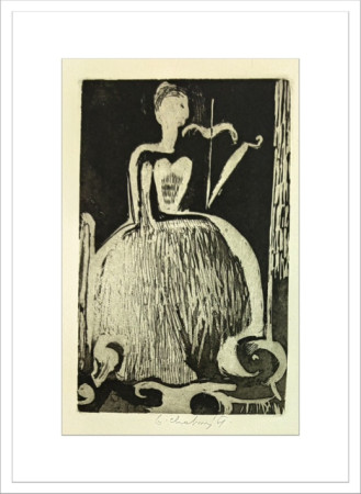 Sólistka - akvatinta 26 x 16 cm - 1961 - 5500,-Kč